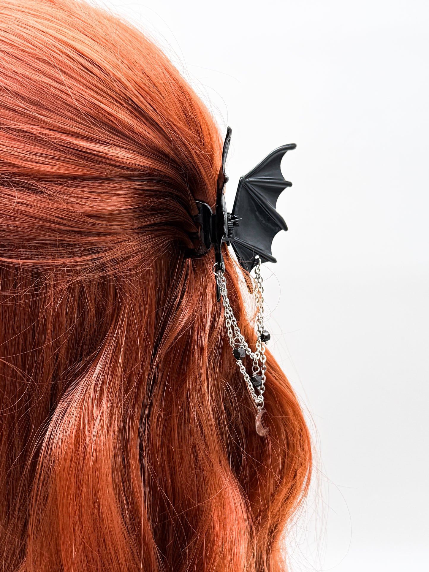 Fledermaus Haarklammer mit Obsidian | Gold & Silber