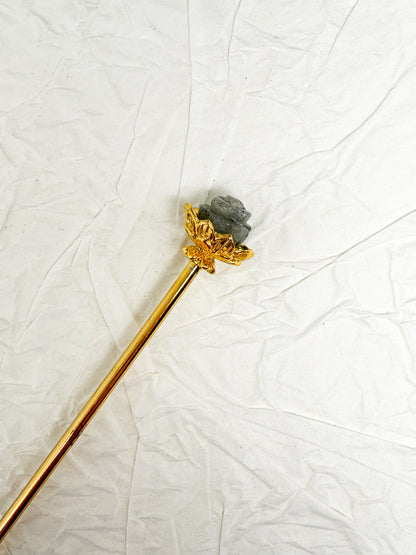 Haarnadeln mit Labradorit & Citrin Rosen | Gold