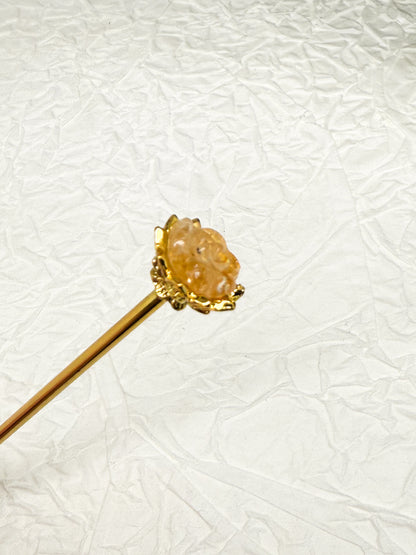 Haarnadeln mit Labradorit & Citrin Rosen | Gold