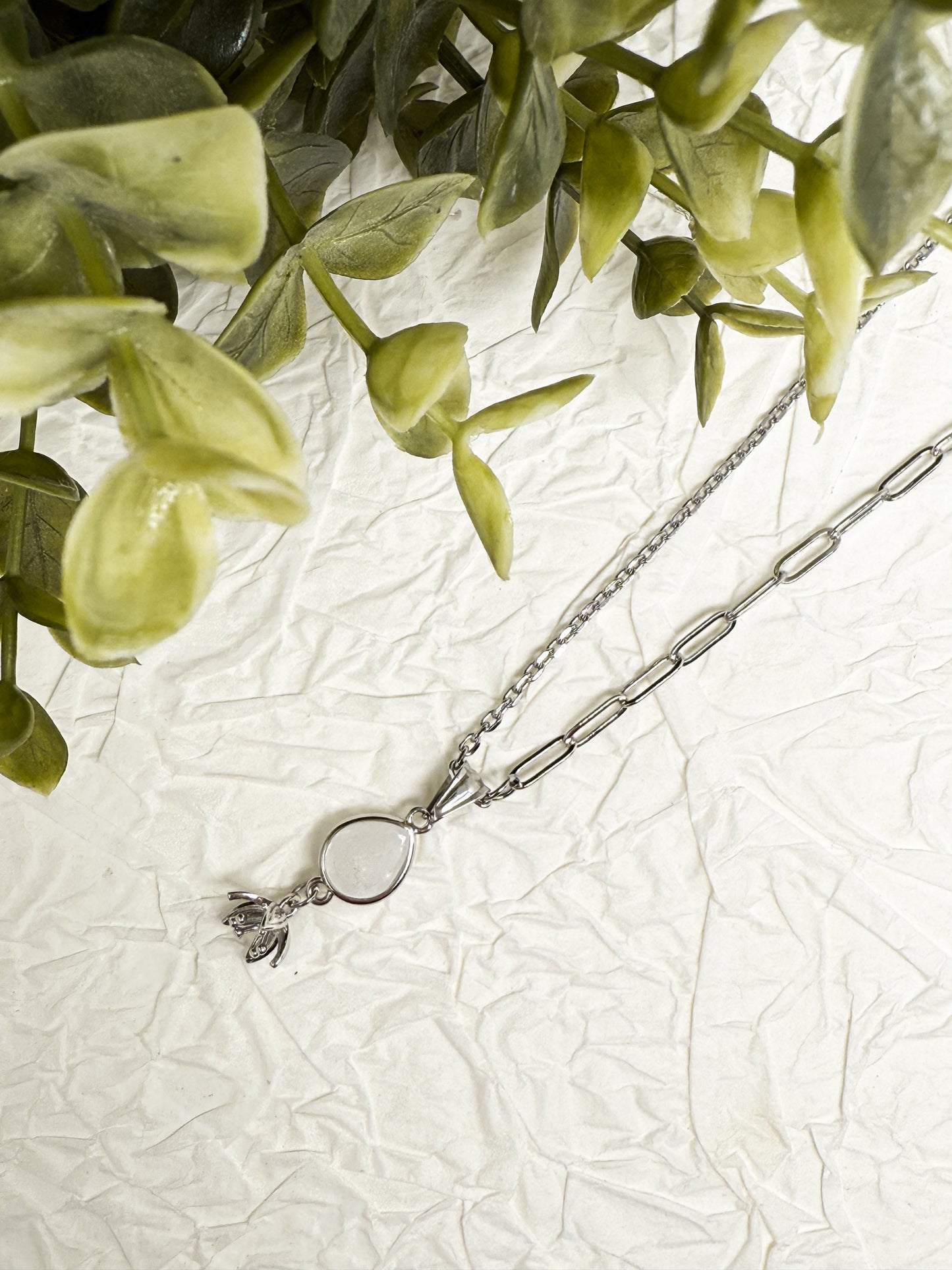 Flower in Moonlight Kette | Gold & Silber | Pfirsich Mondstein & Bergkristall