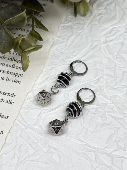 Dungeons and Dragons Ohrringe | Gold & SILBER | mit Edelsteinen Amethyst - Moosachat - Obsidian