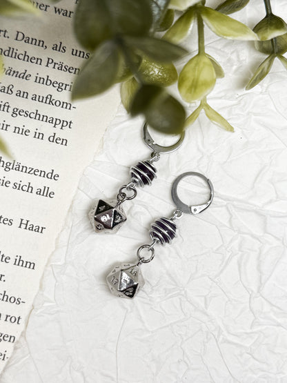 Dungeons and Dragons Ohrringe | Gold & SILBER | mit Edelsteinen Amethyst - Moosachat - Obsidian