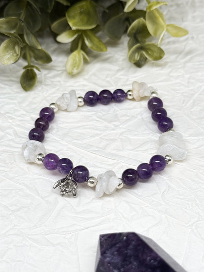 Armband "Lunaria" | Mondstein - Amethyst | Silber | Edelstahl