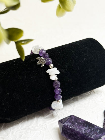Armband "Lunaria" | Mondstein - Amethyst | Silber | Edelstahl