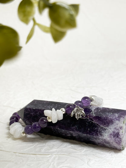 Armband "Lunaria" | Mondstein - Amethyst | Silber | Edelstahl