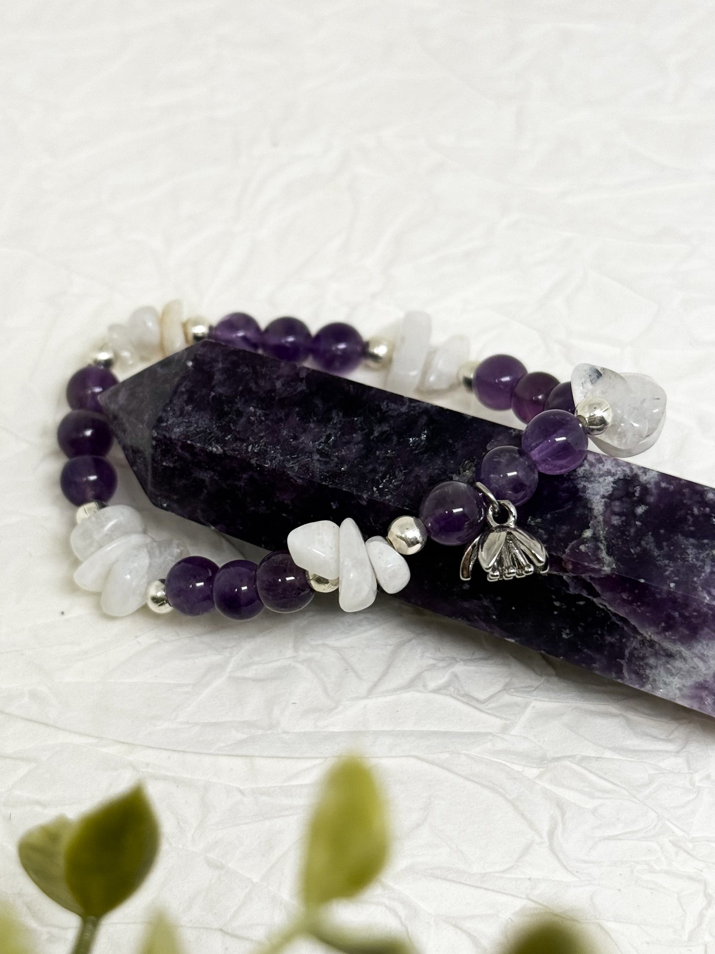 Armband "Lunaria" | Mondstein - Amethyst | Silber | Edelstahl
