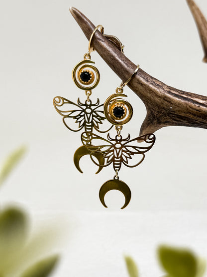 "Papilio Lunae" Ohrringe mit Obsidian | Gold & Silber | Edelstahl