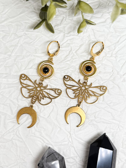 "Papilio Lunae" Ohrringe mit Obsidian | Gold & Silber | Edelstahl