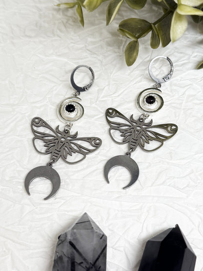 "Papilio Lunae" Ohrringe mit Obsidian | Gold & Silber | Edelstahl