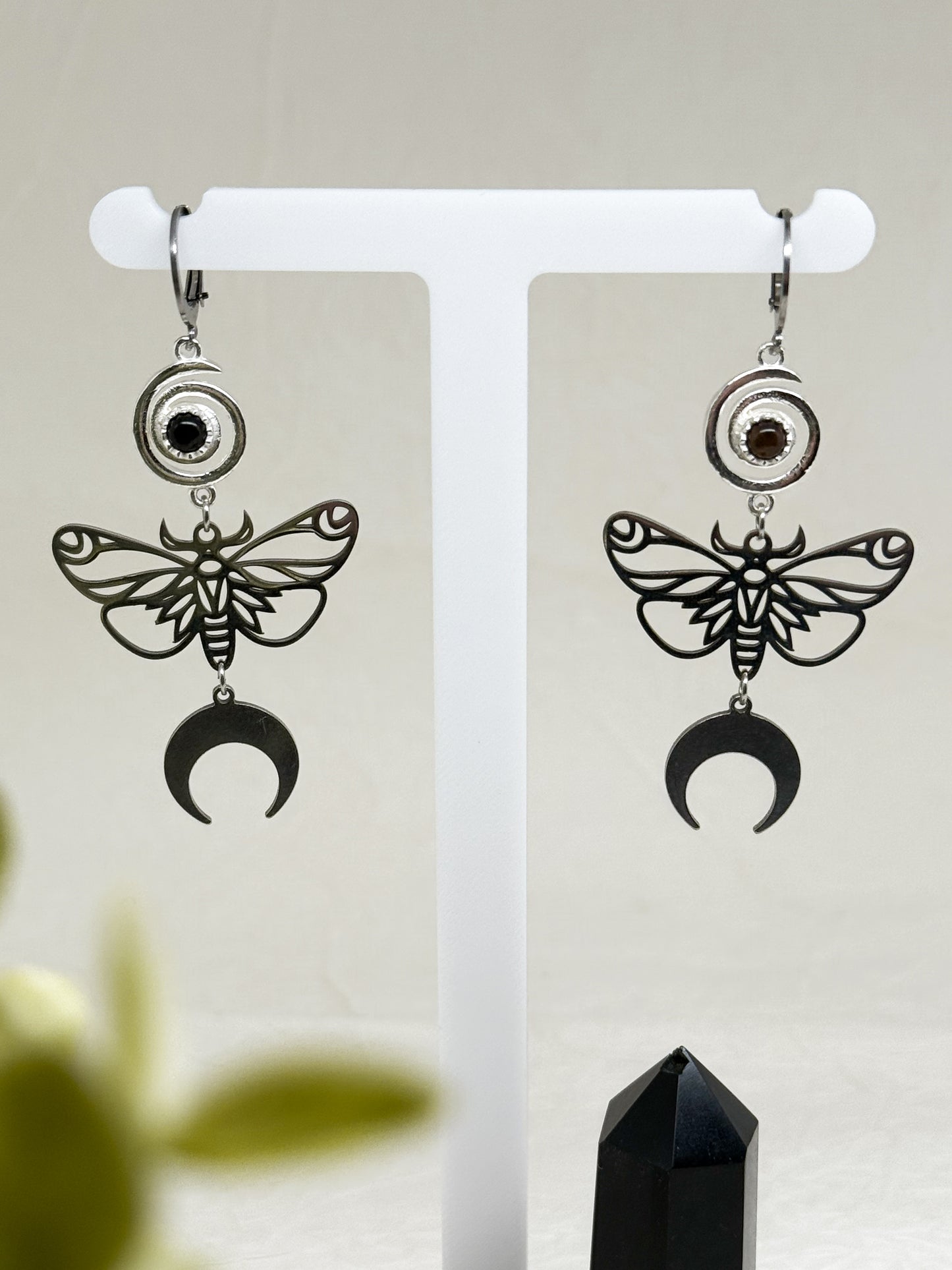 "Papilio Lunae" Ohrringe mit Obsidian | Gold & Silber | Edelstahl