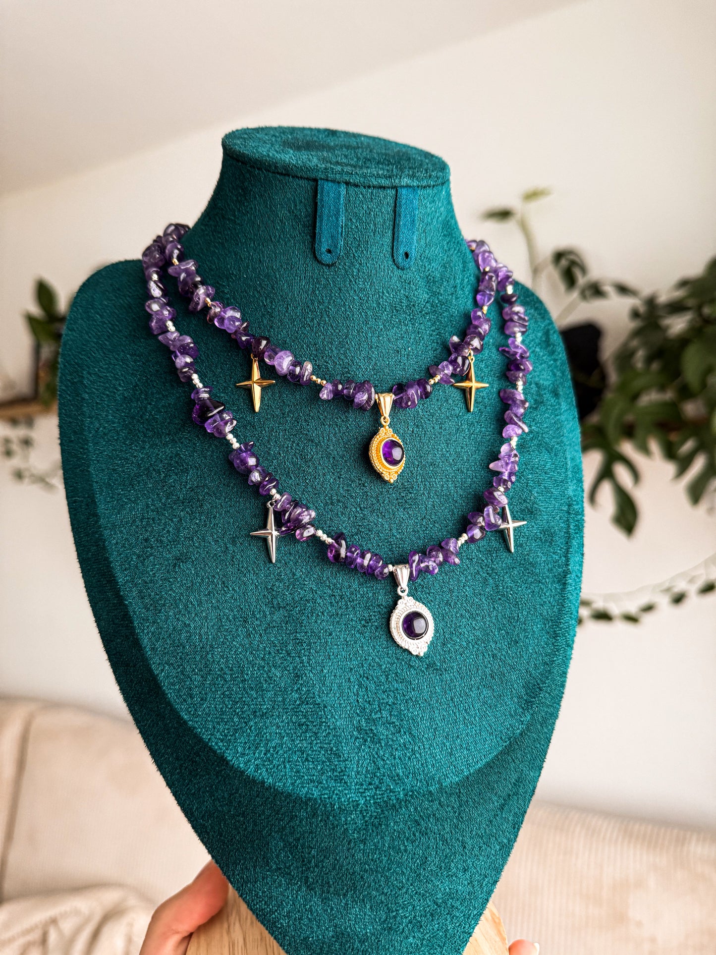 "Amethyst Awakening" Splitterkette | Gold & Silber | Amethyst