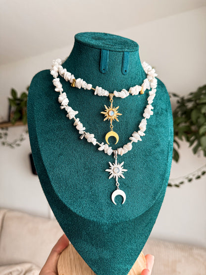 "Luna Solis" Mondstein Splitterkette | Gold & Silberli