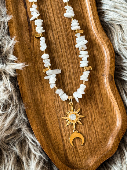 "Luna Solis" Mondstein Splitterkette | Gold & Silberli