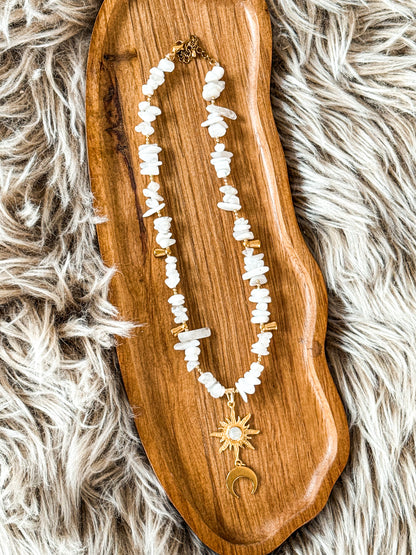 "Luna Solis" Mondstein Splitterkette | Gold & Silberli