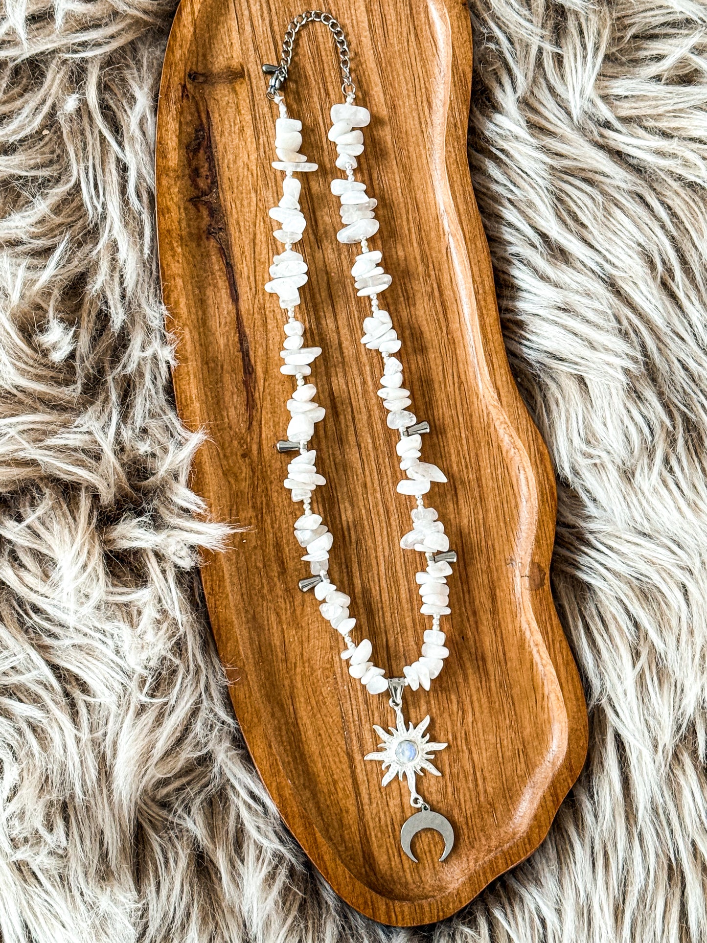 "Luna Solis" Mondstein Splitterkette | Gold & Silberli