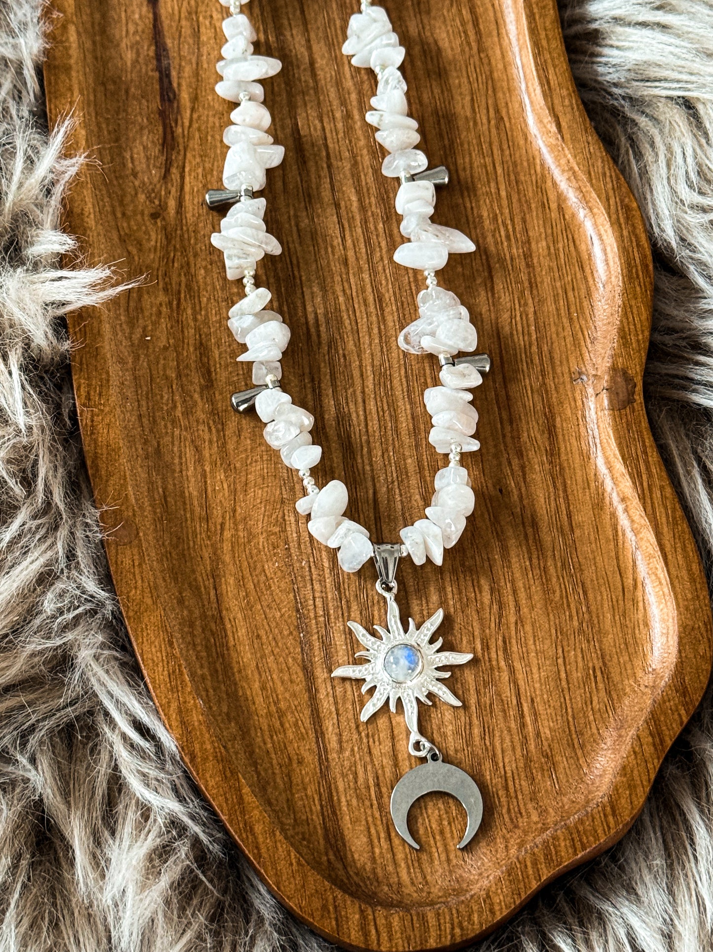 "Luna Solis" Mondstein Splitterkette | Gold & Silberli