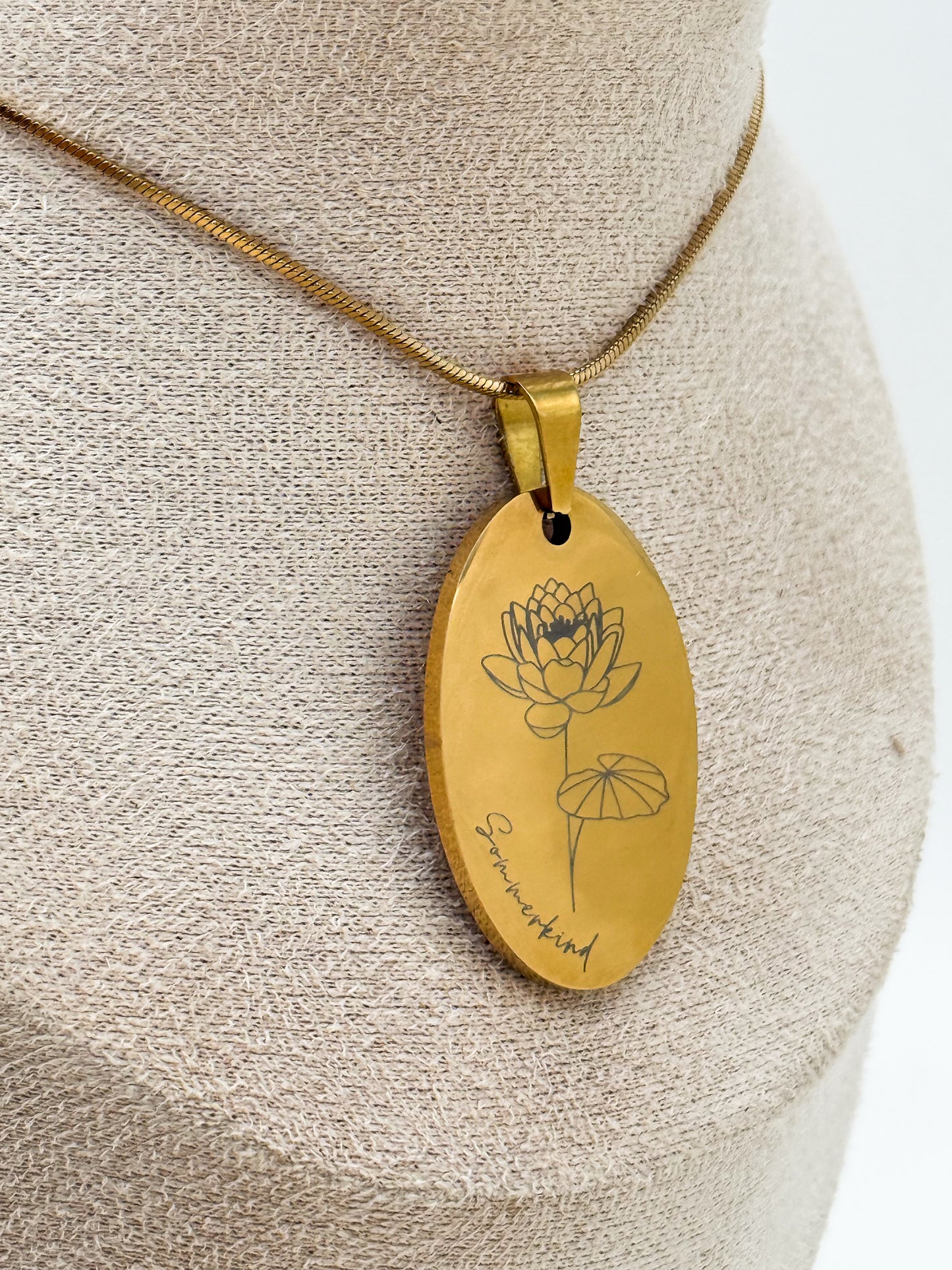 Gravur Geburtsblume Anhänger | Gold & Silber