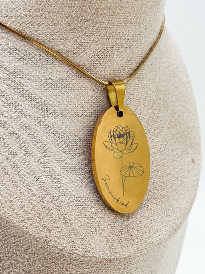 Gravur Geburtsblume Anhänger | Gold & Silber