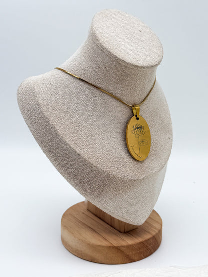 Gravur Geburtsblume Anhänger | Gold & Silber