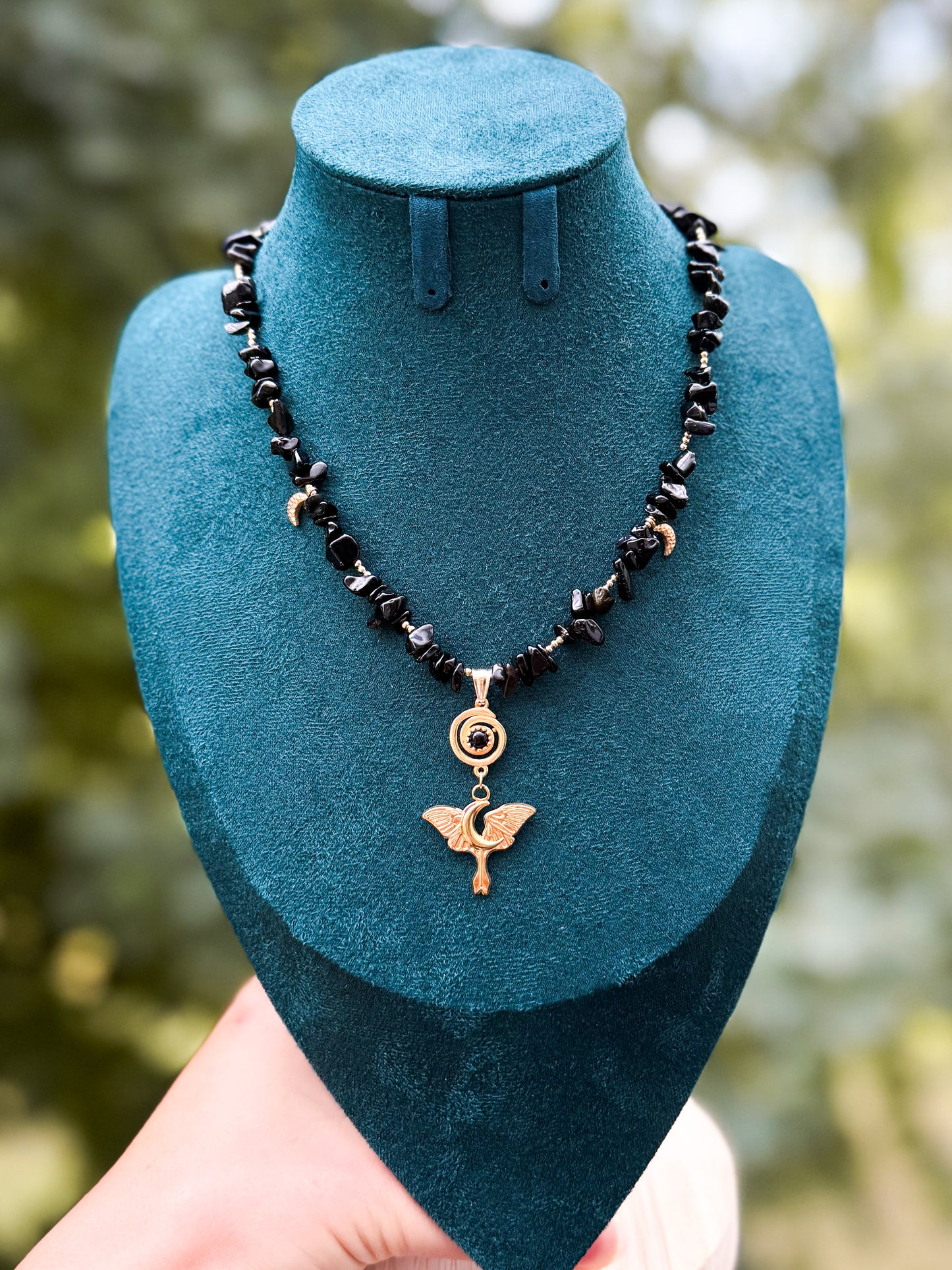 "Umbra Lunae" Obsidian Splitterkette | Gold & Silber