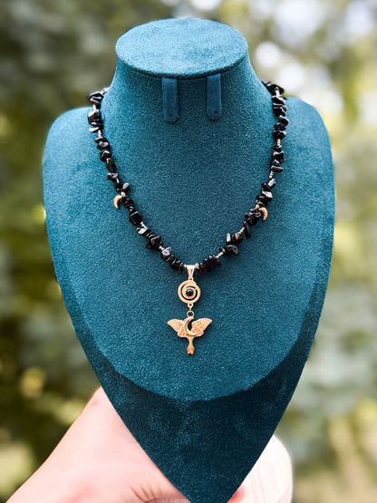 "Umbra Lunae" Obsidian Splitterkette | Gold & Silber