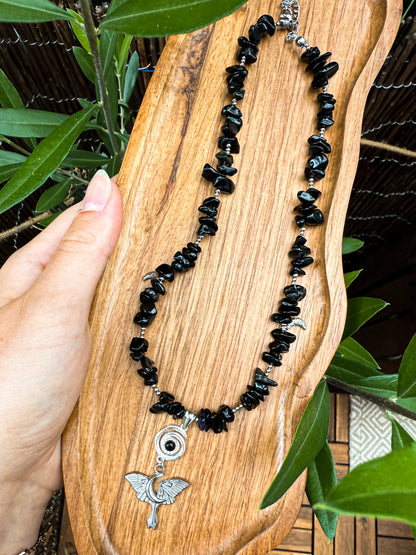 "Umbra Lunae" Obsidian Splitterkette | Gold & Silber