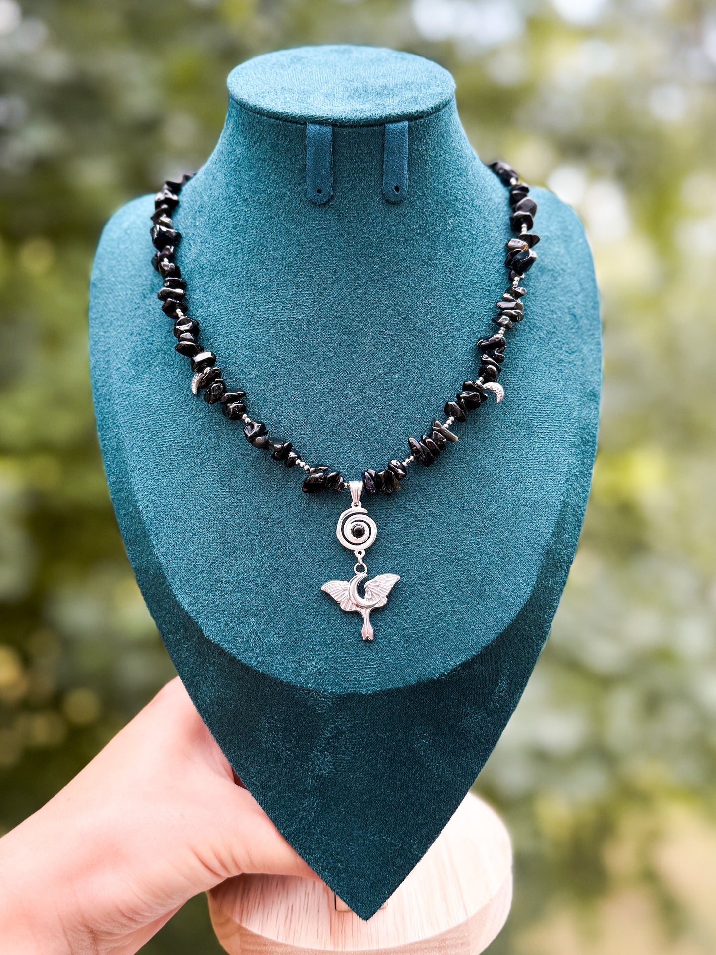 "Umbra Lunae" Obsidian Splitterkette | Gold & Silber