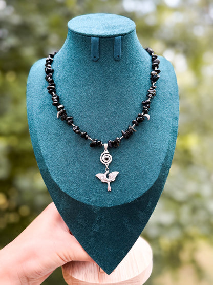 "Umbra Lunae" Obsidian Splitterkette | Gold & Silber