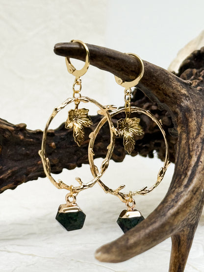 Connection to nature | Rubin in Zoisit Ohrringe | Silber und Gold