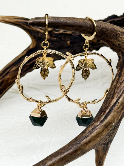 Connection to nature | Rubin in Zoisit Ohrringe | Silber und Gold