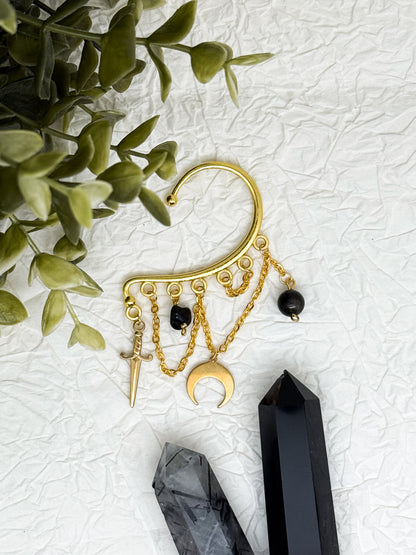 Ohrhaken EINZELN | Ohrmanschette Moonlight Fighter | Ohrringe ohne Ohrlöcher