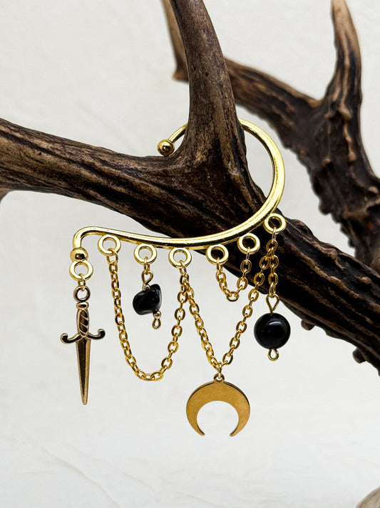 Ohrhaken EINZELN | Ohrmanschette Moonlight Fighter | Ohrringe ohne Ohrlöcher