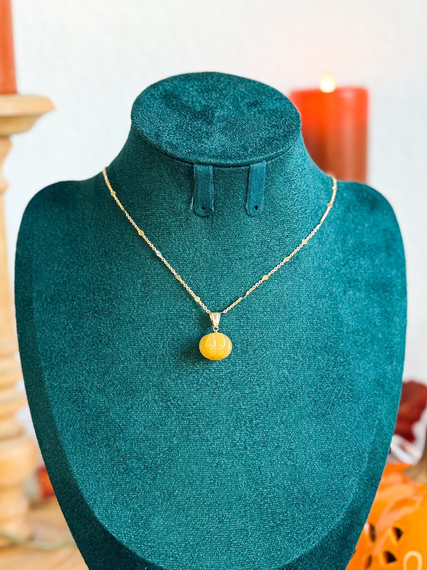 Schlichte Kürbiskette Kette | Gold & Silber | Topas-Jade