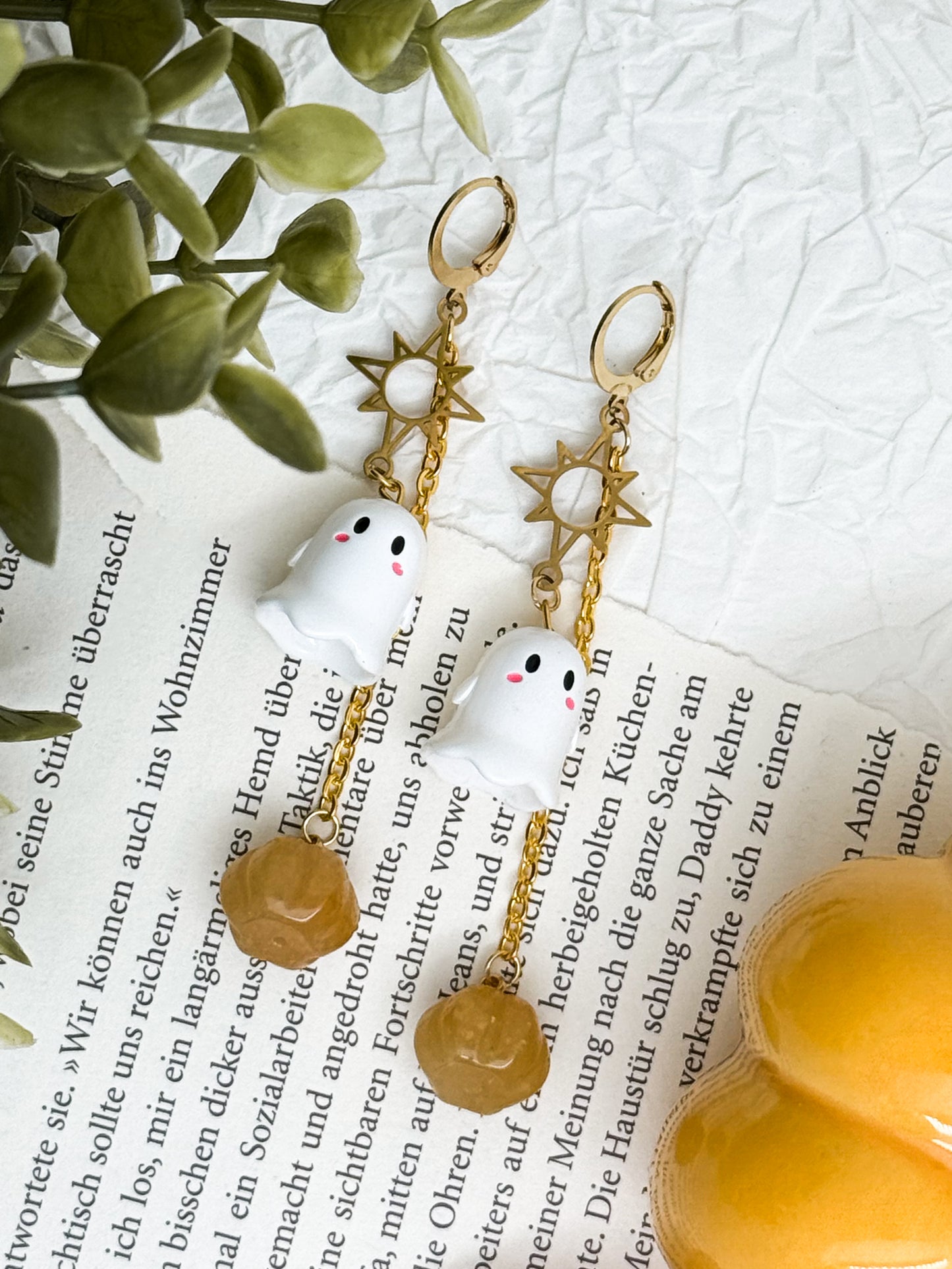 Sunny Boo Earrings - Topas-Jade Kürbis Ohrringe | Gold & Silber | Edelstahl