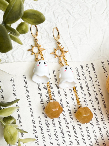 Sunny Boo Earrings - Topas-Jade Kürbis Ohrringe | Gold & Silber | Edelstahl
