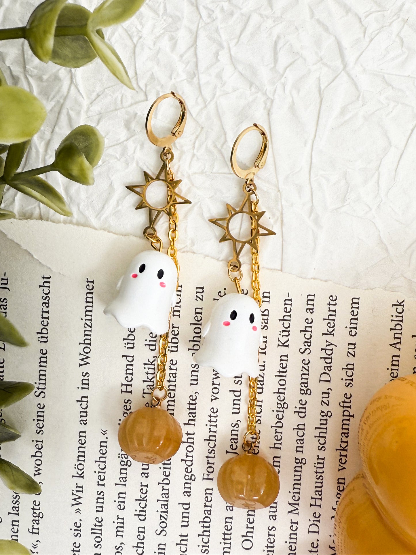Sunny Boo Earrings - Topas-Jade Kürbis Ohrringe | Gold & Silber | Edelstahl