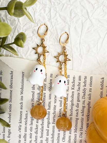 Sunny Boo Earrings - Topas-Jade Kürbis Ohrringe | Gold & Silber | Edelstahl
