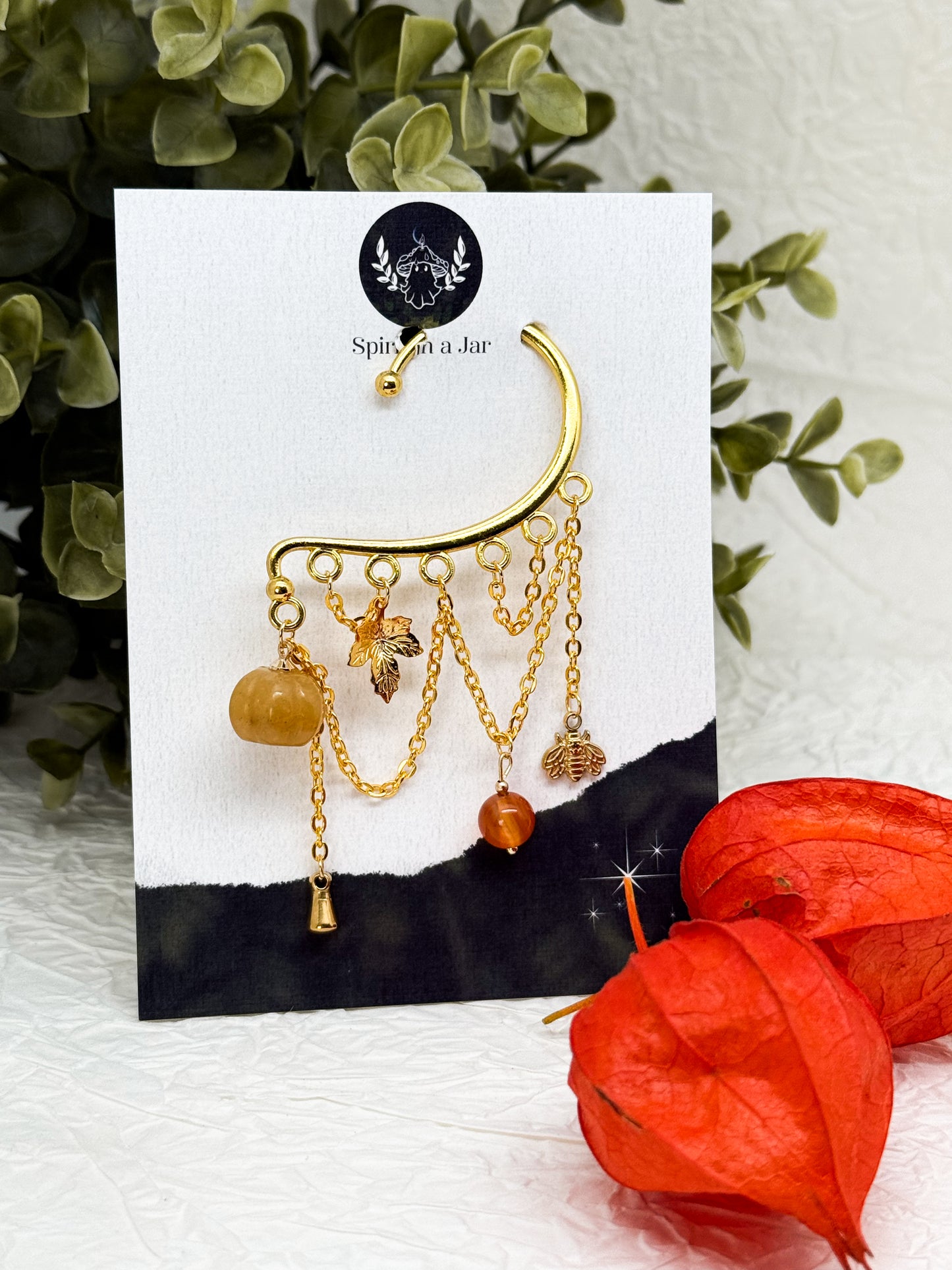 Ohrhaken EINZELN | Ohrmanschette Pumpkin Spice | Ohrringe ohne Ohrlöcher