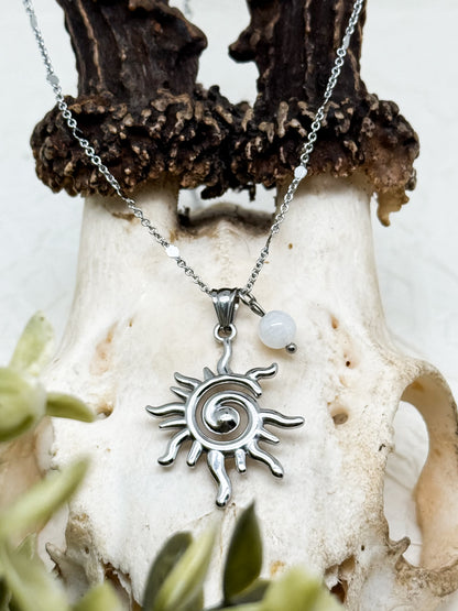 Sunlit Whisper Kette | Gold & Silber | Mondstein