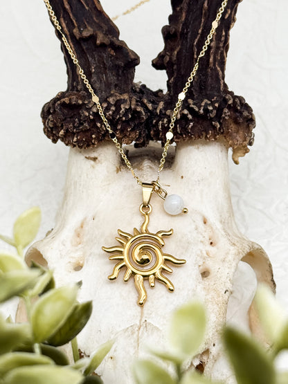 Sunlit Whisper Kette | Gold & Silber | Mondstein