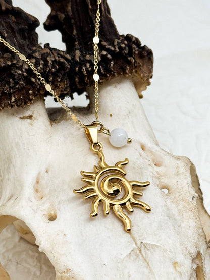 Sunlit Whisper Kette | Gold & Silber | Mondstein