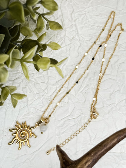 Sunlit Whisper Kette | Gold & Silber | Mondstein