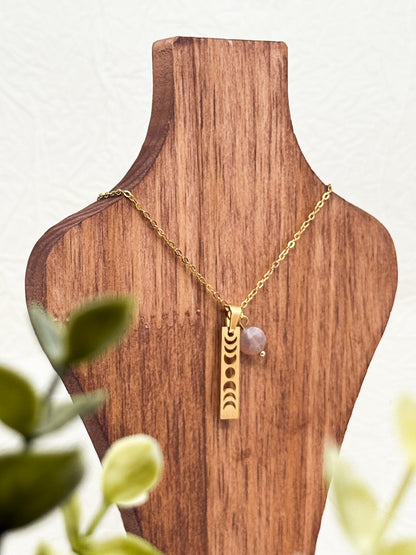 Lunar Cycle Kette | Gold & Silber | Labradorit & Sonnenstein