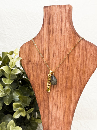 Lunar Cycle Kette | Gold & Silber | Labradorit & Sonnenstein