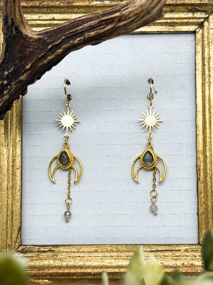 Eclipse Spirit Ohrringe mit Labradorit | Gold & Silber | Edelstahl