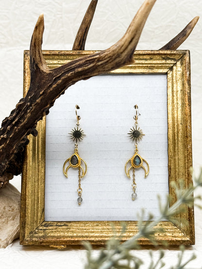 Eclipse Spirit Ohrringe mit Labradorit | Gold & Silber | Edelstahl