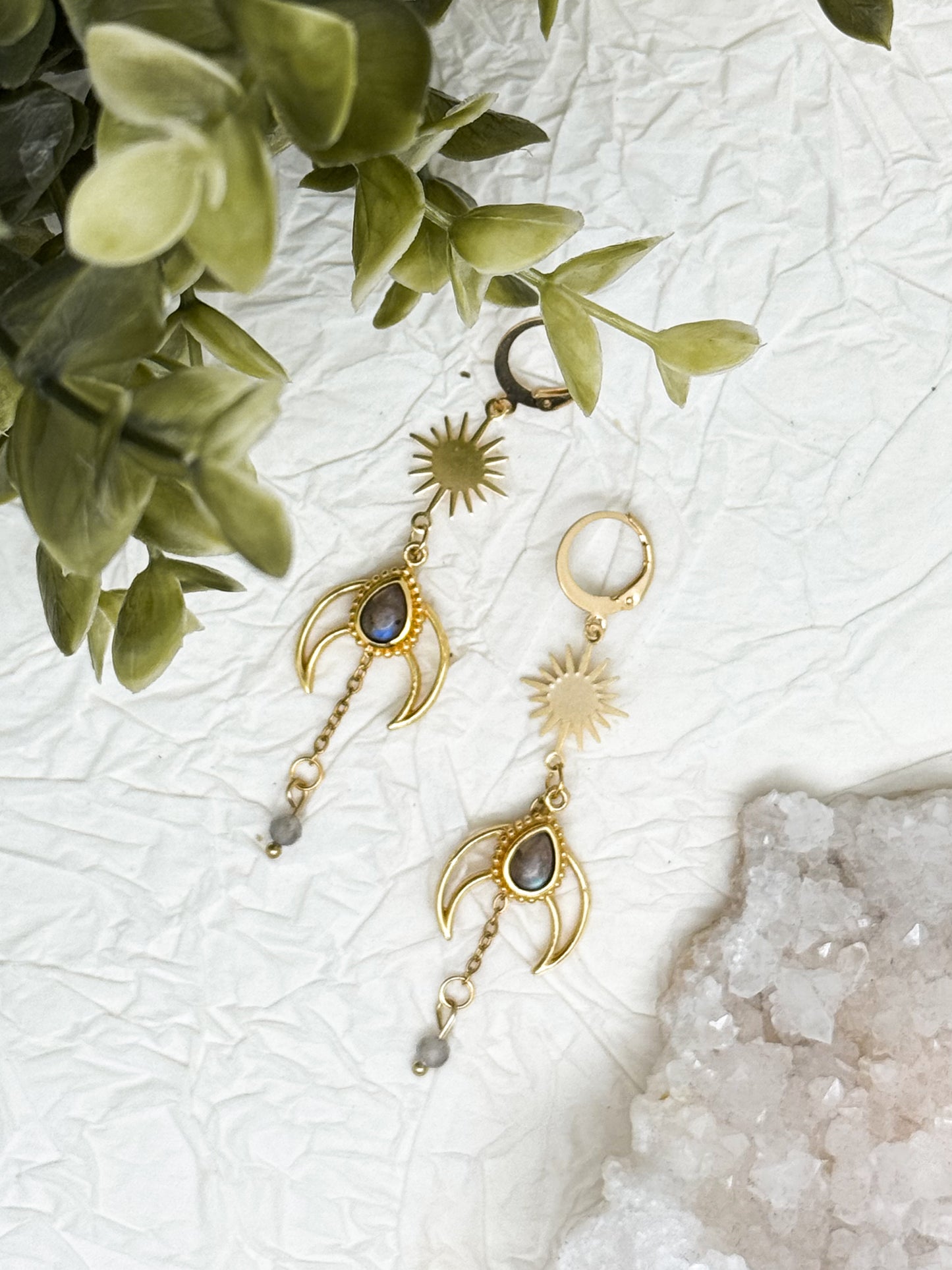 Eclipse Spirit Ohrringe mit Labradorit | Gold & Silber | Edelstahl