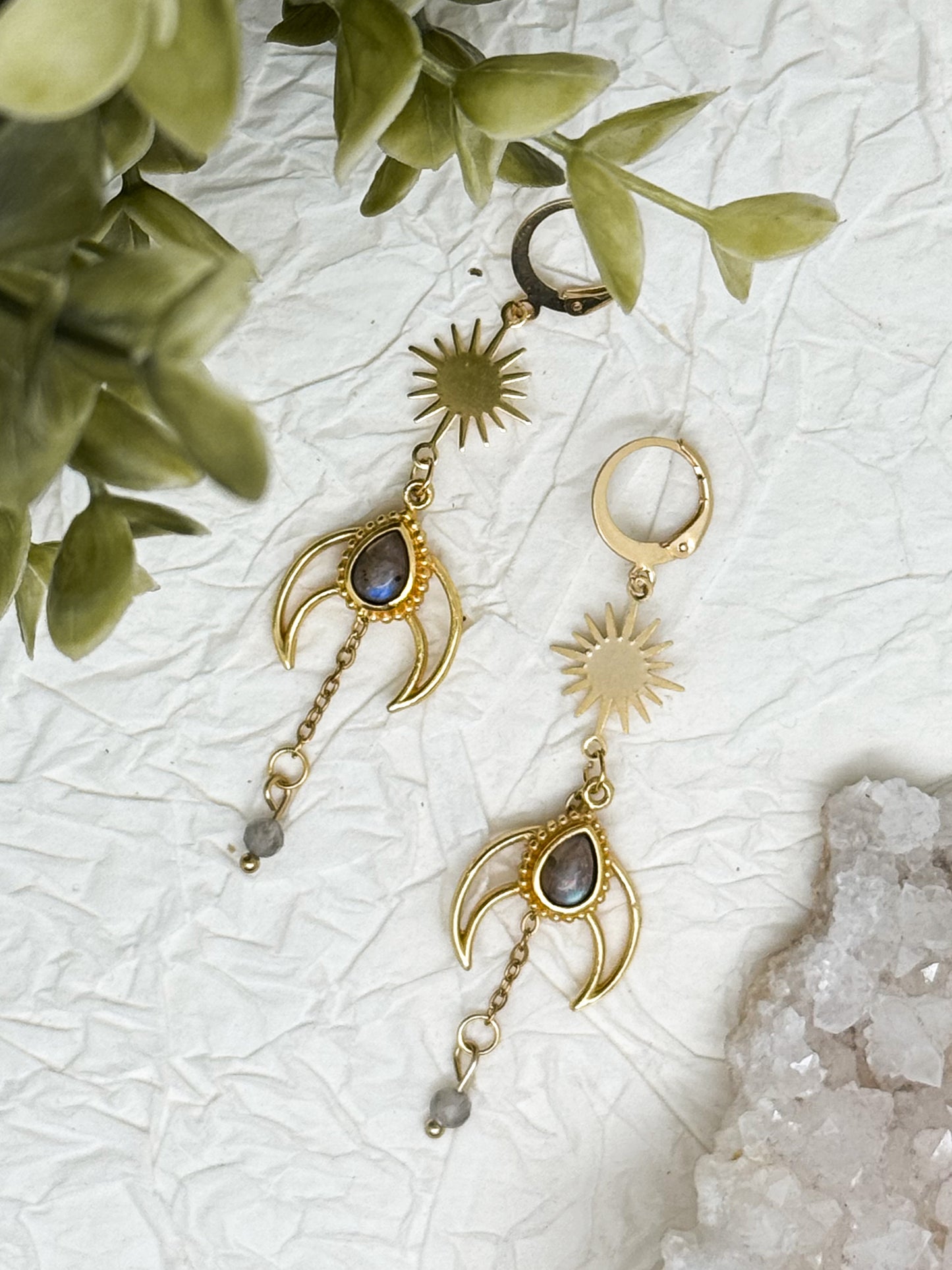 Eclipse Spirit Ohrringe mit Labradorit | Gold & Silber | Edelstahl