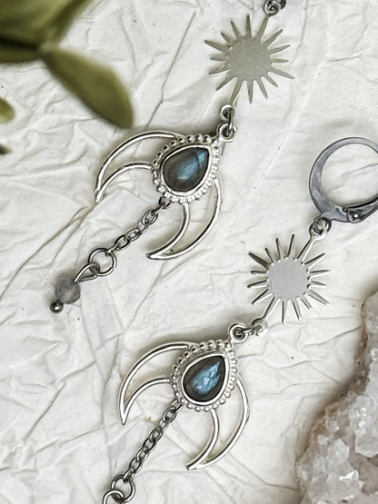 Eclipse Spirit Ohrringe mit Labradorit | Gold & Silber | Edelstahl