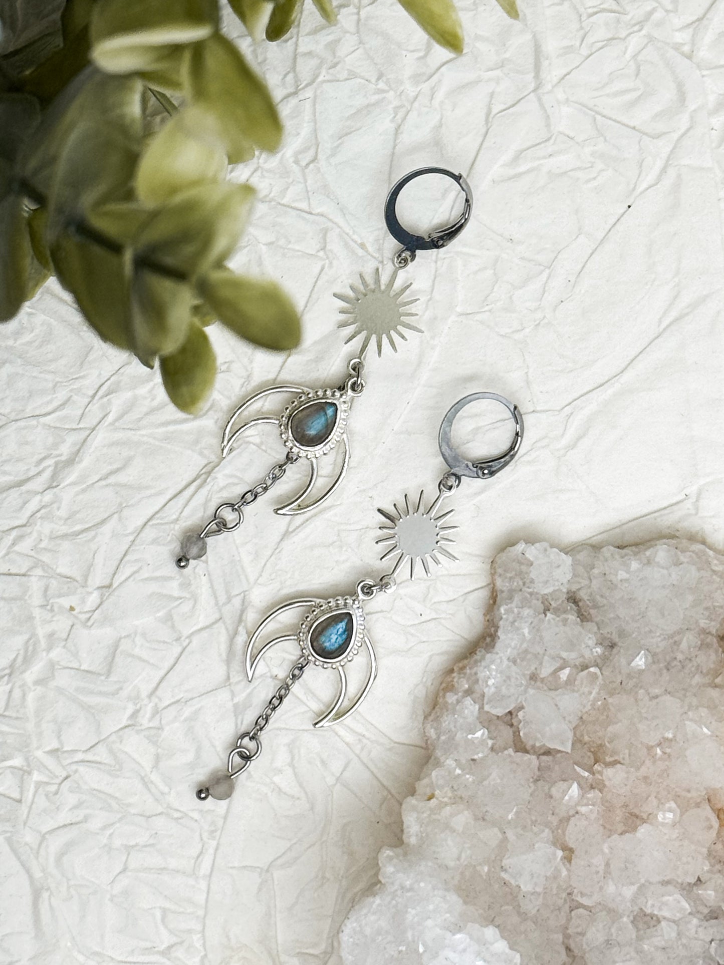 Eclipse Spirit Ohrringe mit Labradorit | Gold & Silber | Edelstahl